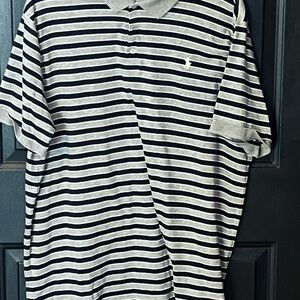 Ralph Lauren Men's Polo Shirt - navy blue and White Stripes